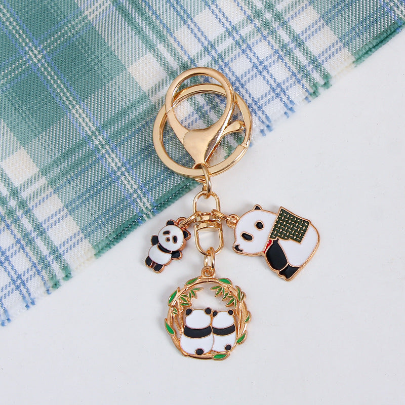 Wholesale of Chinese Style Panda Bamboo Metal Keychains